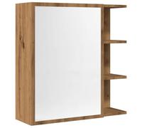 Yisssmeng Armadietto a specchio in rovere Artisan, 62,5 x 20,5 x 64 cm, materiale in legno e vetro, montaggio a parete, con pratico specchio, design moderno per bagno, WC e spazi viventi