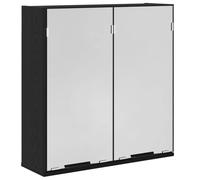 Yisssmeng Armadietto a specchio in rovere nero, 64 x 20 x 67 cm, con specchio piatto e ante girevole, design moderno, ampio spazio per piccoli bagni e ospiti