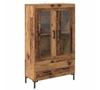Yisssmeng Armadietto alto effetto legno anticato, comò con cassetto e 2 ante, moderno armadio da soggiorno con gambe in metallo nero, credenza stretta 69,5 x 31 x 115 cm