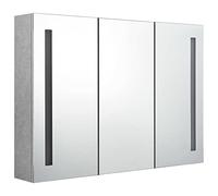 Yisssmeng Armadio a specchio a LED per bagno, 89 x 14 x 62 cm, in MDF con superficie in melamina, moderno armadio da parete con 2 listelli LED e 3 ante per bagno, ospiti, WC e corridoio