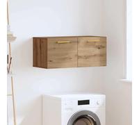 Yisssmeng Armadio da parete 80 x 36,5 x 35 cm, in legno di quercia rustica, con porte nascoste e maniglie in ottone D, organizer per il risparmio di spazio per la camera da letto