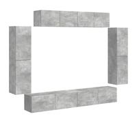 Yisssmeng Armadio per TV modulare da parete, 8 pezzi, grigio cemento, 98 x 31 cm, set moderno da parete con 4 grandi e 2 piccoli scomparti, espandibile per soggiorno, ufficio, corridoio