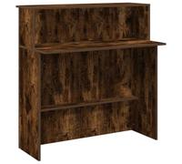Yisssmeng Bancone da ricevimento in rovere affumicato, 100 x 50 x 103,5 cm, design moderno, con bancone integrato e spazio per riporre oggetti, per ufficio, hotel, clinica