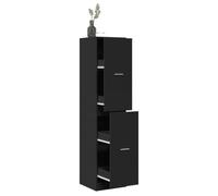 Yisssmeng Black Storage Cabinet 40 x 41 x 175 cm Tall Wood Cupboard with 4 Drawers for Kitchen Office Living Room