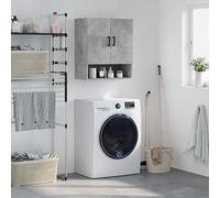 Yisssmeng Cabinet da parete grigio cemento 60 x 31 x 70 cm Engineered Wood Modern Floating Storage Cupboard with Spacious Interior, Easy Mount Hardware for Living Room Bathroom Corridor Bedroom