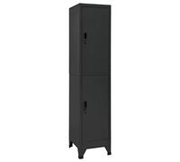 Yisssmeng Cabinet in acciaio antracite 38 x 45 x 180 cm Modern Office Wardrobe with 2 lockable Doors & Name Tag Holders for School Gym Corridor Workspace