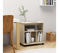 Yisssmeng Cabinet Rolling Storage Cabinet 60 x 45 x 60 cm Sonoma Oak Wood Composite Mobile Office Organizer Shelf with Lockable Wheels Modern Design for Living Room Study Bedroom
