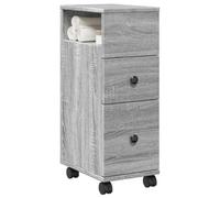 Yisssmeng Cabinet Slim Rolling Storage Cabinet 23 x 33 x 65 cm Grey Sonoma Wood Finish Compact Organizer con 2 Drawers & Lockable Wheels for Bathroom Kitchen Living Room