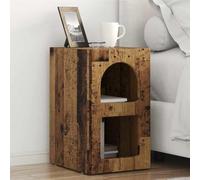 Yisssmeng Comodino in legno vecchio, 29,5 x 35 x 50 cm, 4 ripiani, comodino, camera da letto, soggiorno, corridoio, salvaspazio, facile da pulire, robusto