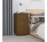 Yisssmeng Comodino marrone miele 40 x 40 x 75 cm in legno di pino massiccio con 3 cassetti spaziosi, look rustico e moderna soluzione di archiviazione per camera da letto, soggiorno e corridoio