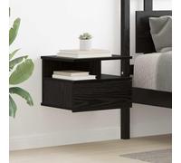 Yisssmeng Comodino nero effetto rovere 40 x 31 x 28 cm moderno comodino sospeso con cassetto e ripiano in legno per camera da letto cameretta dei bambini e piccoli spazi