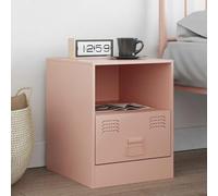 Yisssmeng Comodino rosa, 34,5 x 39 x 44 cm, in acciaio freddo, moderno comodino con cassetto, robusto cassettiera in metallo per camera da letto, letto a molle e corridoio