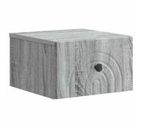 Yisssmeng Comodino sospeso da parete grigio Sonoma, comodino sospeso con cassetto, comodino compatto da parete in legno per camera da letto e soggiorno, 33 x 34,5 x 20 cm