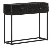Yisssmeng Console Table Black 90 x 30 x 76 cm Solid Mango Wood and Iron Hallway Storage for Living Room Corridor Entryway Modern Design