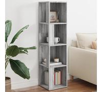 Yisssmeng Corner Storage Cabinet Grey Sonoma 33 x 33 x 132 cm Engineered Wood 4 Tall Bookcase Space-Saving Tall Organizer Shelf for Living Room Bedroom Office