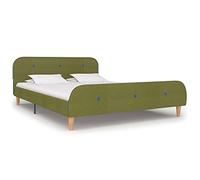 Yisssmeng Cornice per letto verde, 140 x 200 cm, telaio in legno e ferro con testa imbottita, design moderno e stabile, facile da montare e cura per la camera dei ragazzi e degli ospiti
