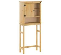 Yisssmeng Corona, Mobile per lavatrice in legno di pino massiccio, sovrastruttura per lavatrice o WC, mobile da bagno con ripiani, 69 x 29 x 164,5 cm, finitura cera miele