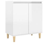 Yisssmeng Credenza 60 x 35 x 70 cm, colore bianco lucido, gambe in legno massiccio, eucalipto, moderna per lo spazio in soggiorno, camera da letto o corridoio, compatibile con stile scandinavo