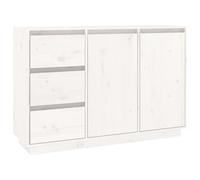 Yisssmeng Credenza bianca 111 x 34 x 75 cm in legno massello di pino con 2 ante e 3 cassetti, design moderno, robusto mobile per soggiorno, camera da letto e corridoio