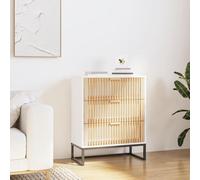 Yisssmeng Credenza bianca, 60 x 30 x 75 cm, cabinet in legno con telaio solido Pine Drawer & Iron Frame, Modern Storage Cabinet for Living Room Corridor Bedroom