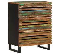 Yisssmeng Credenza da 24 pollici con 3 drawers, Solid Acacia Wood Storage Cabinet for Living Room Bedroom Entryway, Rustic Industrial Style Versatile Cupboard 60 x 34 x 75 cm