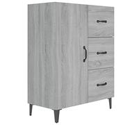 Yisssmeng Credenza grigia Sonoma 69,5 x 34 x 90 cm in legno con 1 anta e 3 cassetti, design moderno e miracolo per corridoio, camera da letto, soggiorno