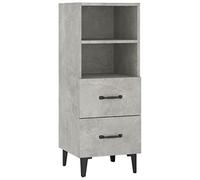 Yisssmeng Credenza grigio cemento 34,5 x 34 x 90 cm in legno con 2 cassetti e 2 scomparti, comò compatto per camera da letto, corridoio e soggiorno