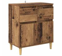 Yisssmeng Credenza in legno vecchio, 60 x 35 x 70 cm, materiale in legno, 2 ante e cassetti con cuscinetti a sfera, Mid-Century, gambe oblique, robuste e facili da pulire, per soggiorno, corridoio