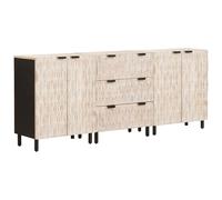 Yisssmeng Credenza moderna bianca slavato Mango Wood Buffet Cabinet 180 x 33 x 75 cm con 3 drawers Metal Legs Storage Cupboard for Living Room Corridor Bedroom