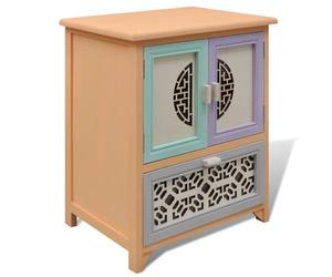 Yisssmeng Credenza moderna Paulownia Wood 46 x 34 x 55,5 cm Colorful Doors & Grey Drawer Versatile Storage Cabinet for Living Room Corridor Bedroom