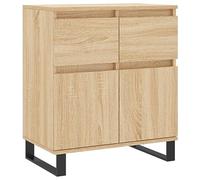 Yisssmeng Credenza Sonoma rovere 60 x 35 x 70 cm, in legno con gambe in metallo, design moderno, cassettiera per corridoio, camera da letto, soggiorno, armadietto salvaspazio