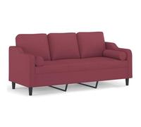 Yisssmeng Divano 3 posti con cuscino decorativo rosso vino 180 cm divano | Comodo divano imbottito in elegante rosso vino per il vostro soggiorno, con 2 cuscini decorativi e federe facilmente