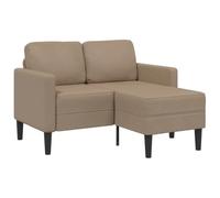 Yisssmeng Divano a 2 posti con chaise longue a forma di L, divano angolare compatto in ecopelle, facile da pulire, per piccoli soggiorni e appartamenti, stabile, larghezza 125 cm, marrone cappuccino