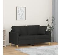 Yisssmeng Divano a 2 posti, nero, 158 x 77 x 80 cm, design moderno, con cuscino decorativo, rivestimento in tessuto e struttura in metallo, robusto e durevole, per soggiorno, camera da letto