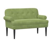 Yisssmeng Divano a due posti in velluto con cuciture a bottoni, 120 x 66 x 78 cm, piccolo divano imbottito in verde chiaro, per soggiorno e camera da letto, divano con gambe in legno