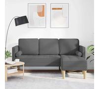 Yisssmeng Divano angolare 173 x 131 x 67 cm, grigio scuro, modulare a 3 posti, con sgabello, design moderno con nucleo in legno, robusto e durevole, per soggiorno, corridoio e soppalco