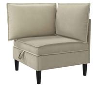 Yisssmeng Divano angolare con vano portaoggetti, in velluto sabbia, piccolo divano a 1 posto con cuscino, poltrona moderna con contenitore, modulo divano compatto per soggiorno, 70 x 70 x 82 cm