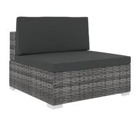 Yisssmeng Divano centrale in rattan grigio, divano modulare con cuscino | Espandi il tuo salotto da giardino sulla terrazza con questo modulo di seduta flessibile in polyrattan grigio con cuscini.