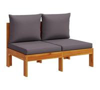 Yisssmeng Divano da giardino a 2 posti in legno massello di acacia, divano da balcone con cuscino grigio scuro, panca da giardino modulare per terrazza, comodo arredo lounge 106 x 68 x 64 cm