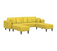 Yisssmeng Divano in velluto giallo a 4 posti, 250 x 77 x 76 cm, con cuscino in piuma, moderno divano ad angolo con braccioli quadrati, robusto telaio in compensato, per soggiorno, ufficio, corridoio