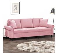 Yisssmeng Divano in velluto rosa a 3 posti, con cuscino decorativo, 212 x 77 x 80 cm, struttura in metallo felpato, design moderno, robusto e durevole, per soggiorno, camera da letto, ufficio