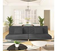 Yisssmeng Divano letto 2 posti, grigio scuro, 200 x 84,5 cm, divano letto in tessuto resistente, struttura in legno, schienale pieghevole per soggiorno, camera degli ospiti, ufficio