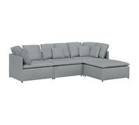 Yisssmeng Divano modulare con poggiapiedi e cuscino, divano a 4 posti, grigio chiaro, design imbottito in tessuto, 300 x 200 x 64 cm, paesaggio residenziale per soggiorno