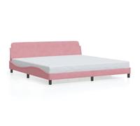 Yisssmeng Dover - Letto imbottito in velluto, 200 x 200 cm, con testiera e rete a doghe, moderno telaio matrimoniale in rosa con design a onde, per camera da letto
