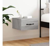 Yisssmeng Floating Bedside Nightstand Gray Sonoma 35 x 35 x 20 cm Wall Mount Storage Cabinet Modern Design Space Organizer for Bedroom Living Room and Small Spaces