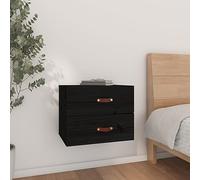 Yisssmeng Floating Nightstand Solid Pine Wood Black 50 x 36 x 40 cm Wall Mount Small Storage Shelf Modern Rustic Organizer for Bedroom Hallway and Living Room