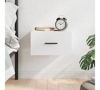 Yisssmeng Floating Nightstand White 35 x 35 x 20 cm Wood-Composite Wall Mount Bedside Shelf Compact Storage Organizer Modern Design for Bedroom Living Room and Corridor