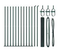 Yisssmeng Garden Fence Post Set 25 x 1 m Green Steel Mesh Panel with 5 Concrete Post 19 x 19 mm Wire Grid Outdoor Privacy Screen for Yard Patio Balcony and Pet Barrier