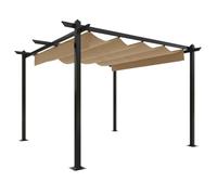 Yisssmeng Gazebo da giardino 3 x 3 m con tetto estensibile, pergola per giardino e terrazza, robusto gazebo in acciaio verniciato a polvere, ombra per esterni, tortora