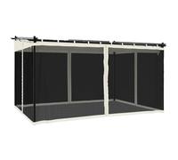 Yisssmeng Gazebo da giardino, 4 x 3 m, con tetto retrattile e pareti laterali in rete, gazebo per terrazza e giardino, telaio in alluminio e acciaio, antracite e crema, 396 x 297 x 230 cm